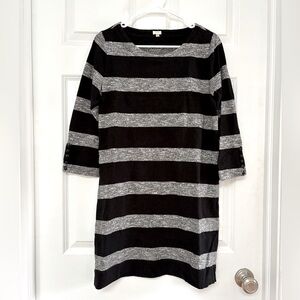 J. Crew Black and Gray Striped Dress
